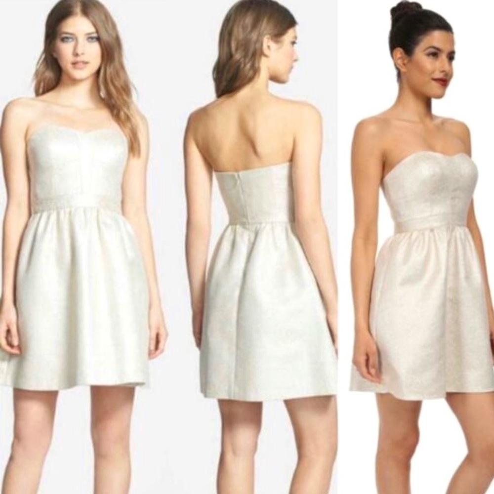 Aidan Mattox Gold Metallic Strapless Dress